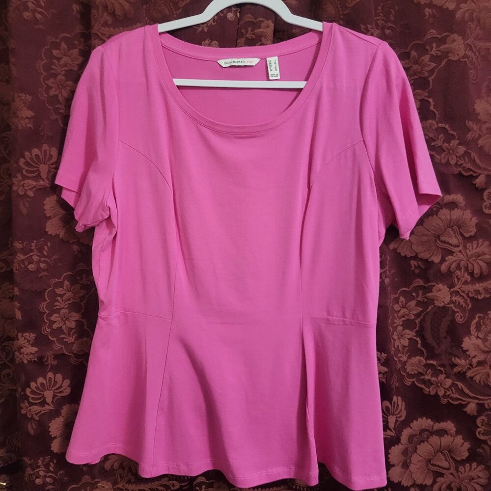 Isaac Mizrahi Live Princess Seam Pink Tee Lg
